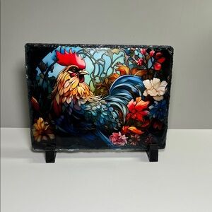 Hand Crafted Multicolor Rooster Glass Art